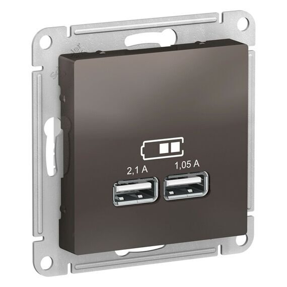 ATN000633 ATLASDESIGN USB РОЗЕТКА, 5В, 1 порт x 2,1 А, 2 порта х 1,05 А, механизм, МОККО