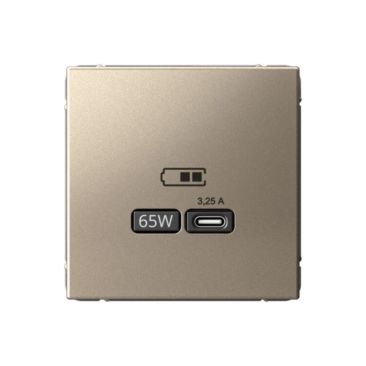 GAL000527 ARTGALLERY USB РОЗЕТКА тип-С 65Вт высокоскор.заряд. QC, PD, механизм, ШАМПАНЬ