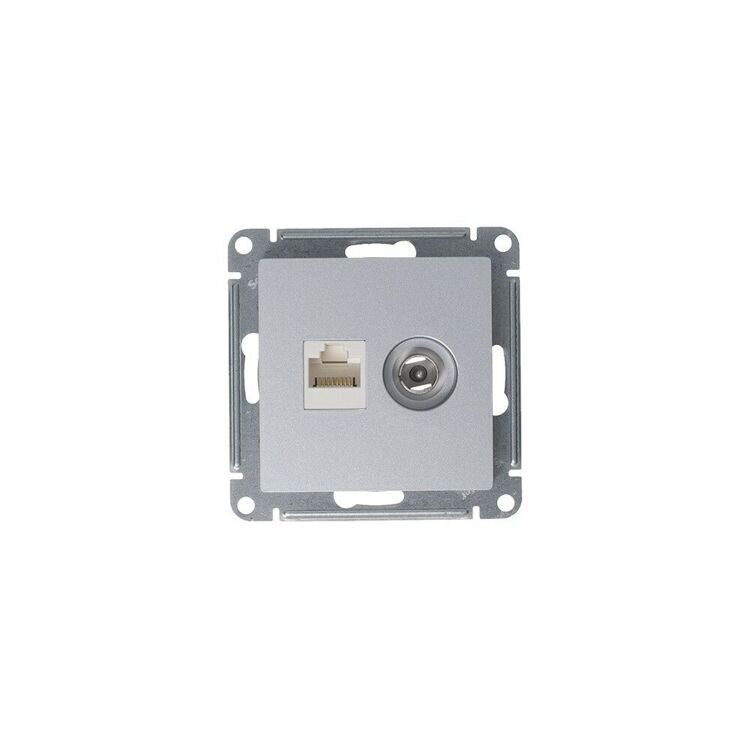 ATN000389 ATLASDESIGN РОЗЕТКА двойная комп+ТВ, RJ45+TV, кат.5E, механизм, АЛЮМИНИЙ