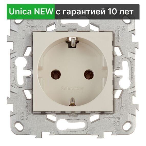 Розетка Schneider Electric Unica NEW с заземлением NU503644, БЕЖЕВЫЙ