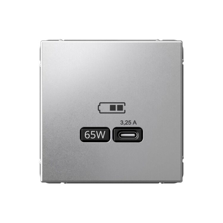 GAL000327 ARTGALLERY USB РОЗЕТКА тип-С 65Вт высокоскор.заряд. QC, PD, механизм, АЛЮМИНИЙ
