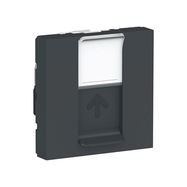 NU341554 UNICA MODULAR РОЗЕТКА компьютерная, RJ45, одиночная, кат. 6 UTP, 2 модуля, АНТРАЦИТ